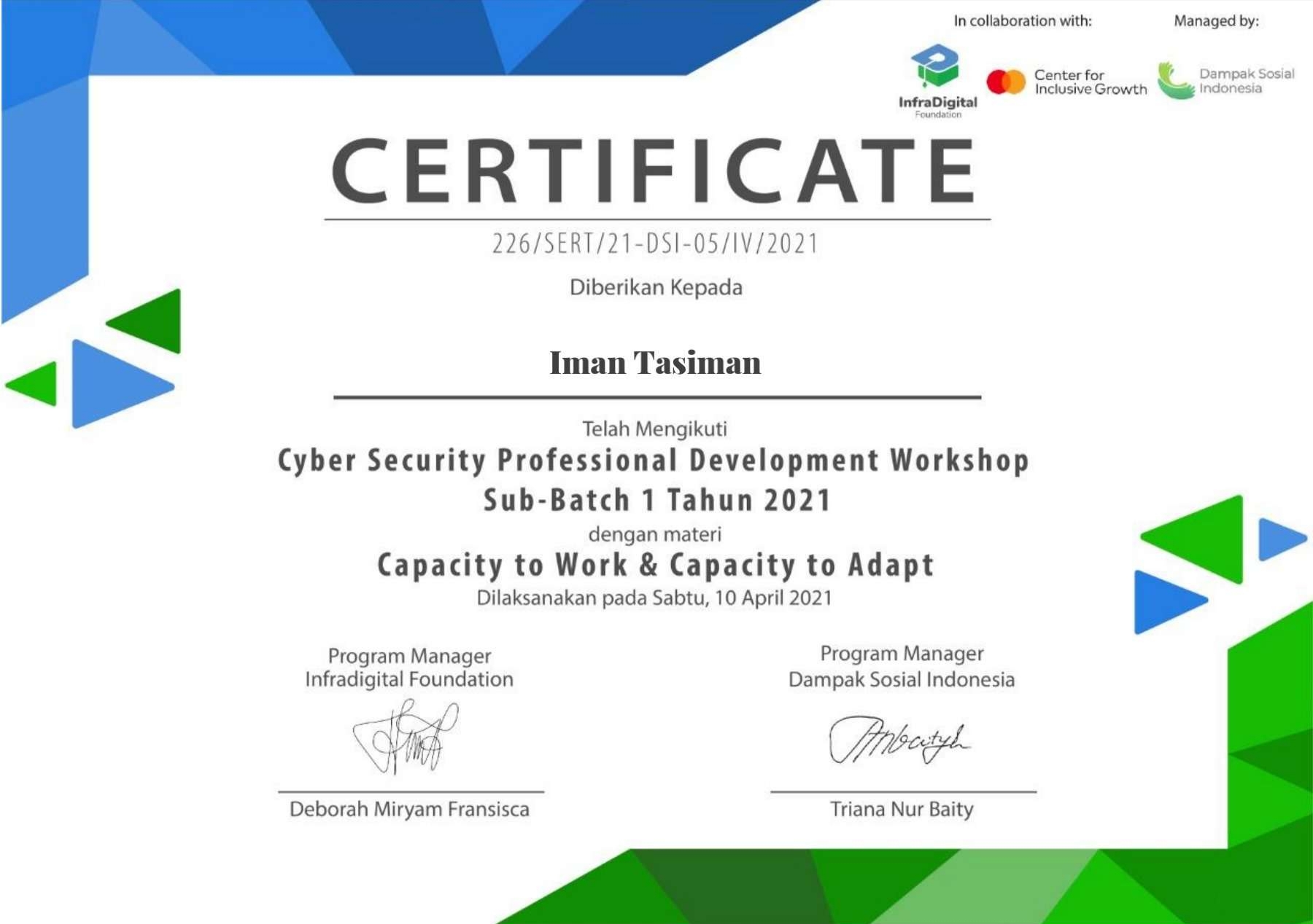 Certificate CSP 