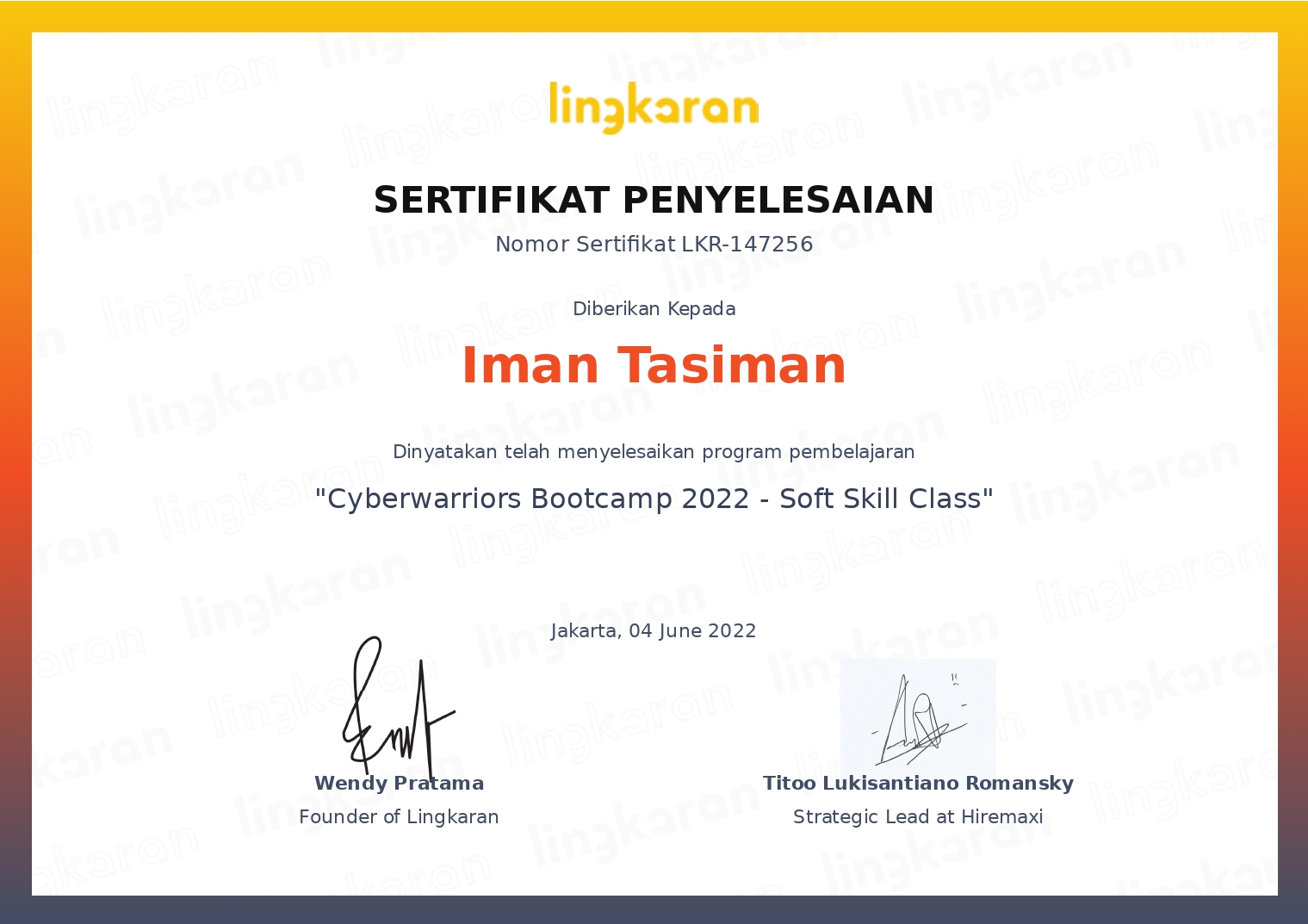 Certificate CSW Softskill 